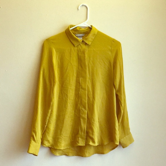 yellow button down blouse